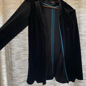 Black Velvet blazer with blue piping
